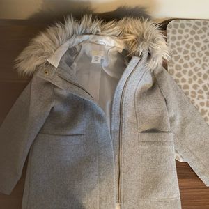 Crewcuts Wool pea coat with fur collar
